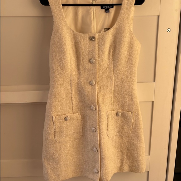 J.Crew Sophia sleeveless mini in natural tweed jewel button dress (size 8) - Picture 5 of 7